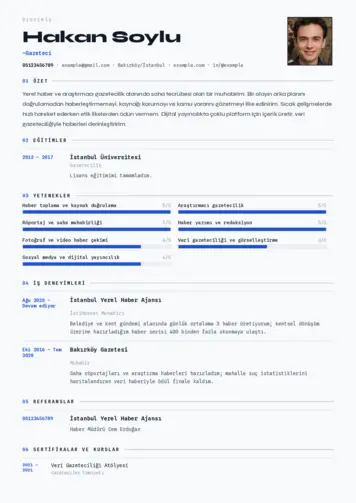 Gazeteci CV Örnekleri cv indir